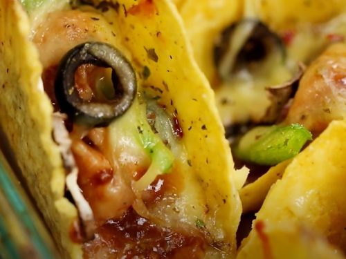 oven-baked bbq chicken pizza tacos recipe