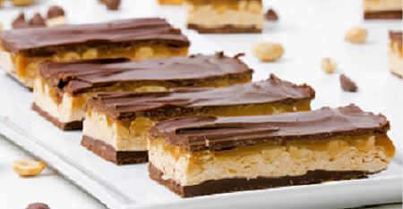 caramel snickers 7 layer bars recipe