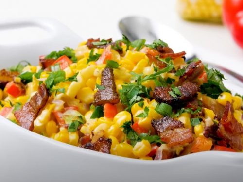 creamy confetti corn with bacon recipe