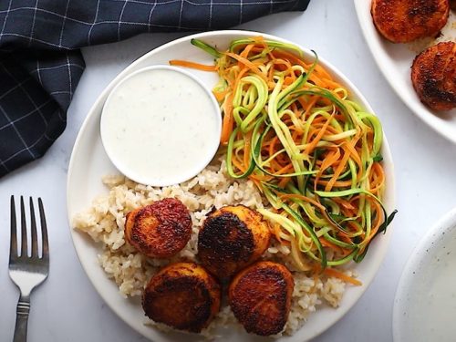 blackened scallops with horseradish sauce recipe