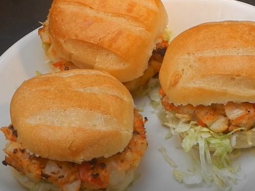 scallop and corn bacon burgers with spicy mayo recipe