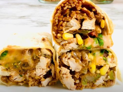 chicken burritos with black-bean salsa and pepper jack recipe