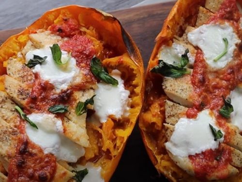 chicken parm-stuffed spaghetti squash recipe