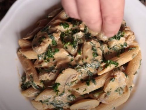 pasta with spinach, mushrooms, and brown butter recipe