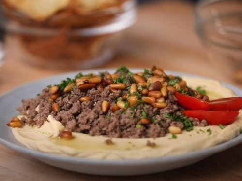 hummus topped with steak recipe