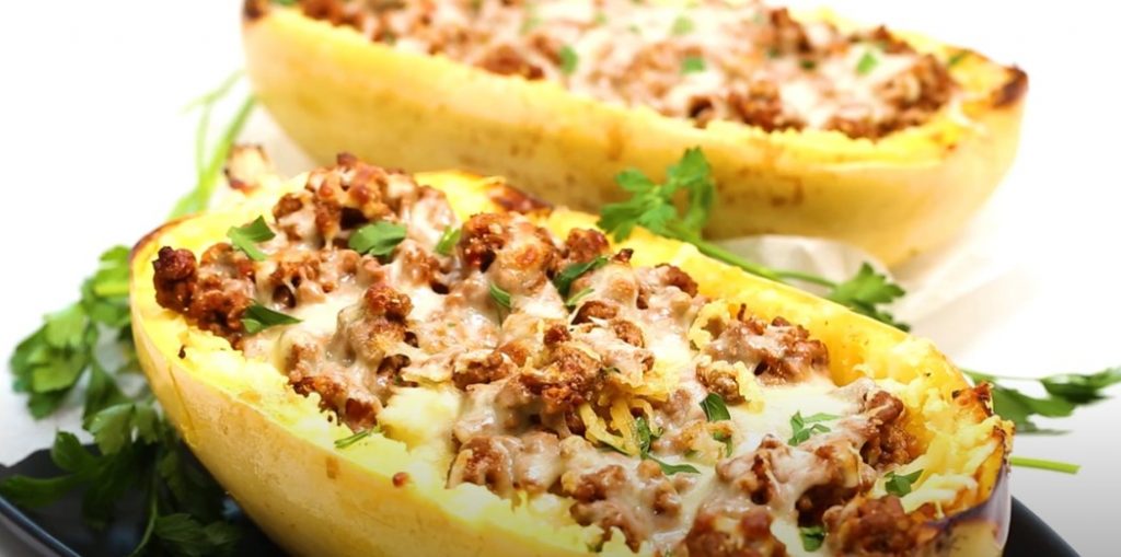 spaghetti squash sausage lasagna boats recipe