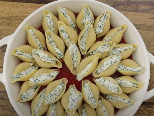 sausage, spinach, ricotta stuffed pasta shells recipe