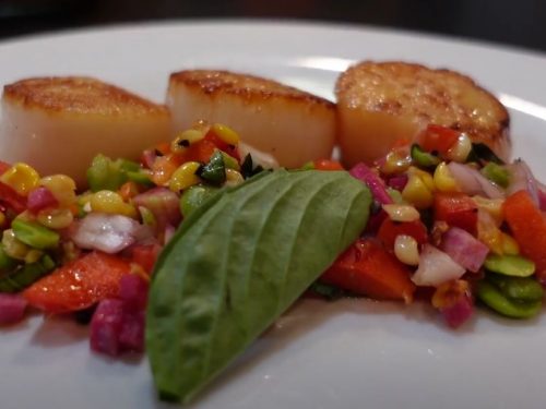 Grilled Scallops with Mexican Corn Salad Recipe