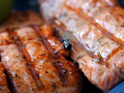 Grilled Salmon with Dill Pickle Butter Recipe