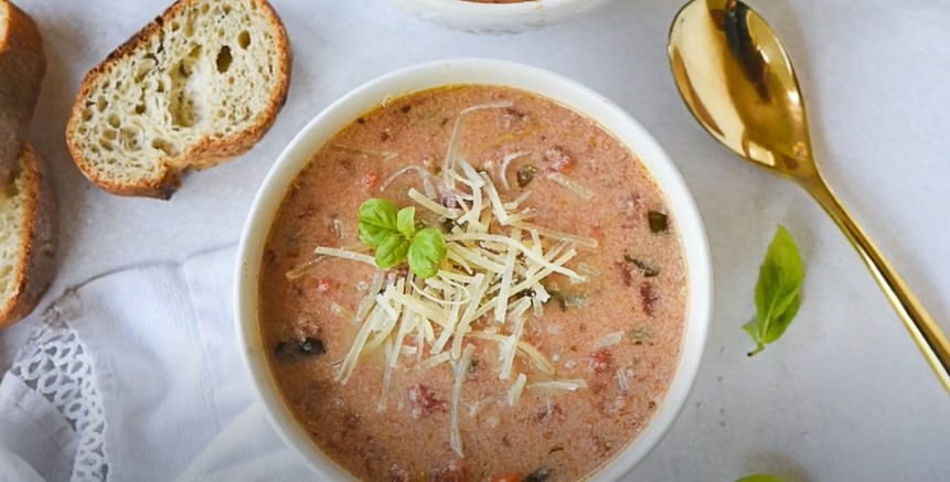 Slow Cooker Tomato Basil Parmesan Soup Recipe