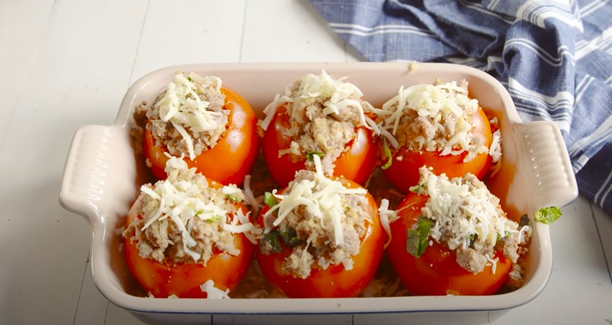 sausage and cheese stuffed tomatoes recipe