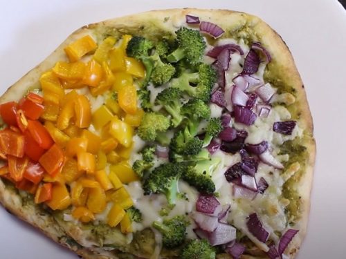 rainbow veggie flatbread pizza recipe