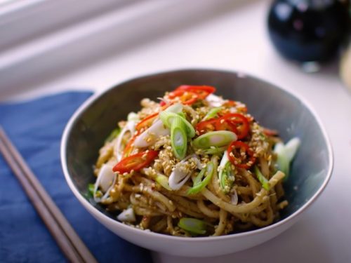 rainbow peanut noodles recipe