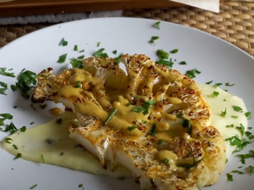 cauliflower steaks with cauliflower purée recipe