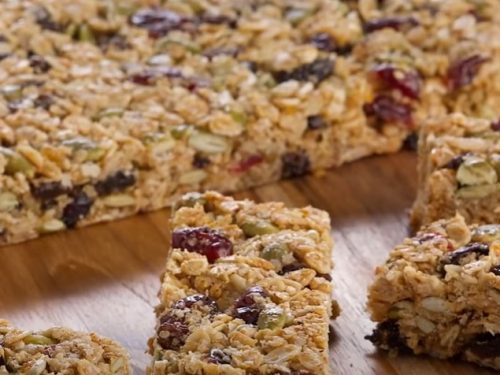 low fat chewy granola bars with pecans, raisins and chocolate chips recipe