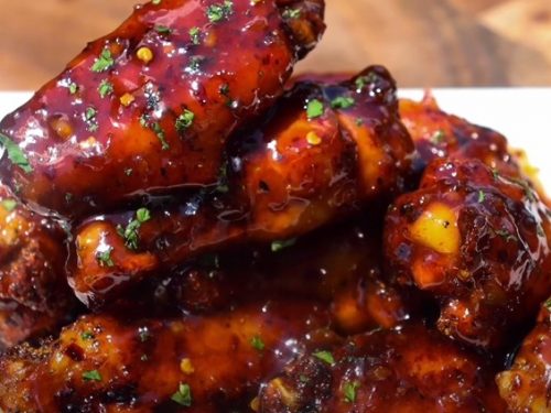 Baked Sticky Honey Garlic Buffalo Wings Recipe