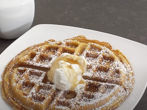 Eggnog Waffles with Cinnamon Syrup Recipe