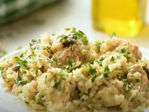 One Pot Parmesan Chicken with Mushroom Rice Recipe