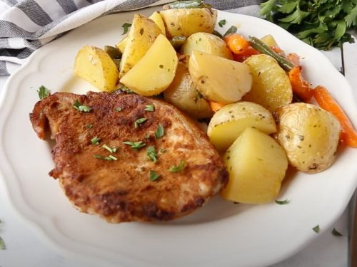 Skillet Pork Chops with Maple Dijon Vegetables Recipe