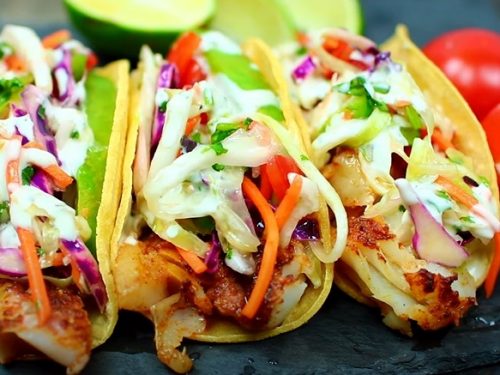 Smoky Paprika Fish Tacos with an Apple Slaw Recipe