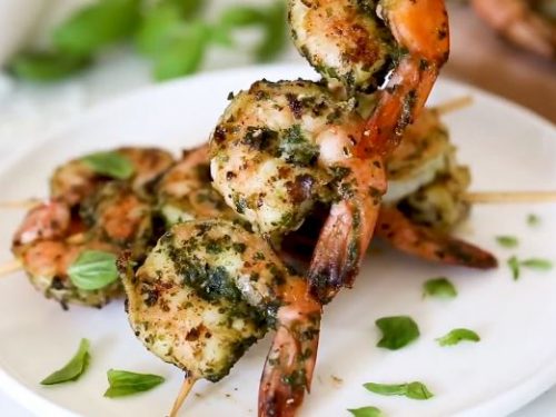 grilled pesto shrimp skewers recipe