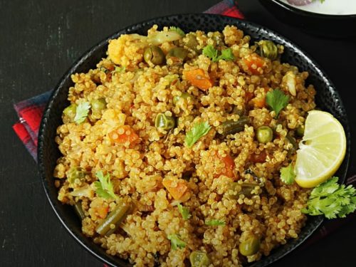 spicy quinoa and spinach pulao (pilaf) recipe