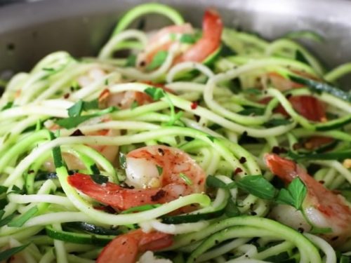 shrimp with zucchini noodles and lemon-garlic butter recipe