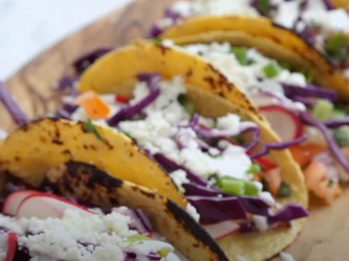 Fish Tacos with Creamy Lime Guacamole and Cabbage Slaw Recipe