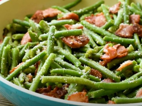 Garlic Parmesan Green Beans with Bacon Recipe