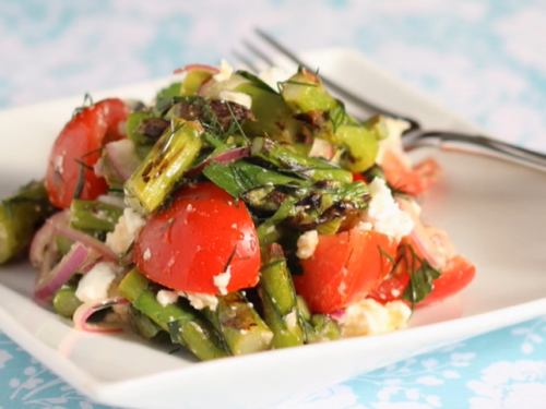 grilled asparagus salad with lemon & feta recipe