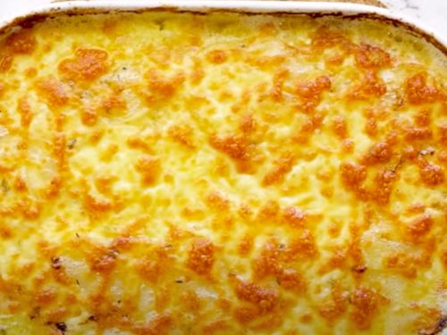 Herbed Potato Gratin with Roasted Garlic and Manchego Recipe