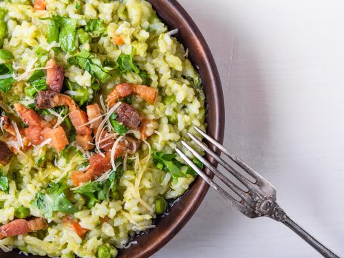 Instant Pot Risotto Recipe, instant pot risotto with peas and bacon