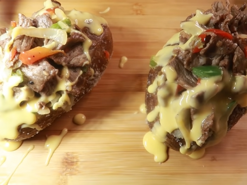 loaded philly cheesesteak baked potato recipe