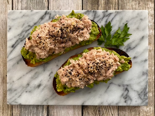 open faced tuna sandwich with avocado recipe