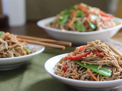 peanut-sesame slaw with soba noodles recipe