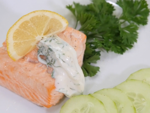 poached salmon with herbed mayonnaise recipe