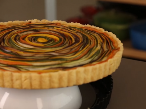 rainbow veggie and pesto tart recipe