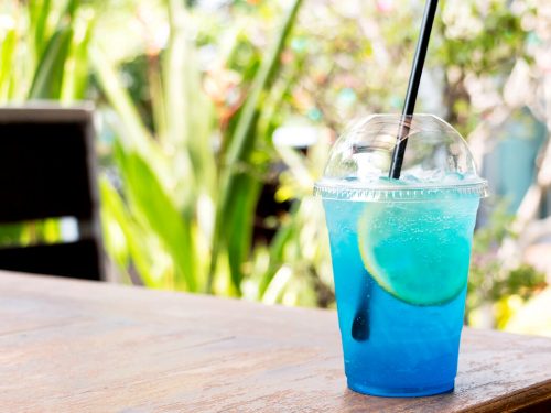 Sonic Ocean Water Recipe, blue-colored drink with Sprite and coconut extract