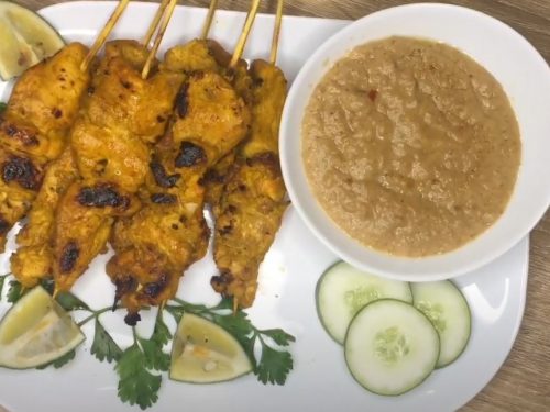 gingery chicken satay with peanut sauce recipe