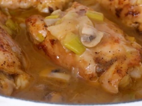 braised chicken with mushrooms and leeks recipe