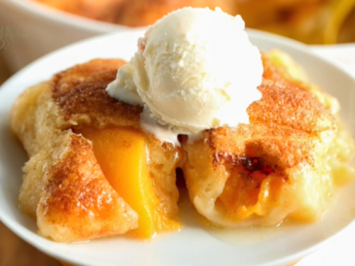 4-ingredients peach dumplings recipe