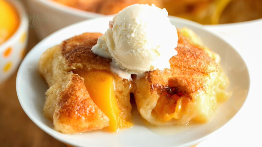 4-ingredients peach dumplings recipe