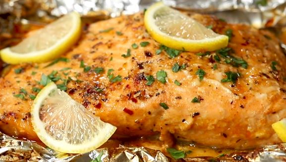 baked salmon with garlic-butter sauce recipe