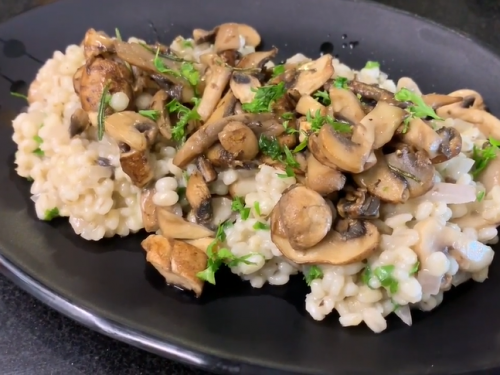 barley risotto with mushrooms and beef recipe