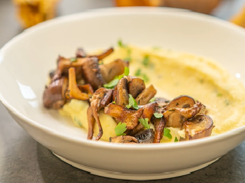 cheese polenta and sauteed shiitakes recipe