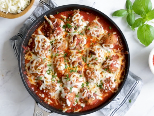 cheesy turkey meatballs skillet recipe