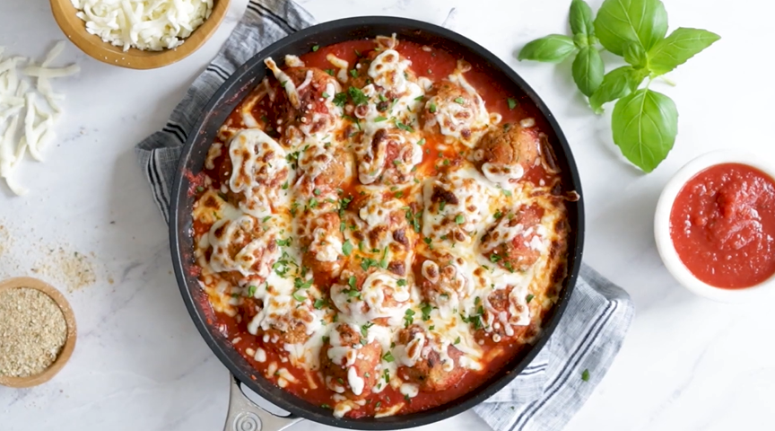 cheesy turkey meatballs skillet recipe