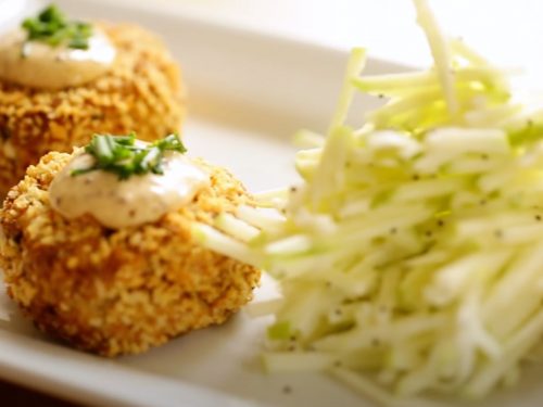 Crab Cakes and Curry Mayonnaise with Apple Salad Recipe