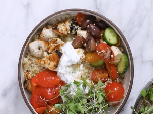 grilled greek chicken quinoa bowls recipe