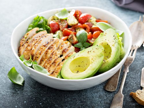 honey mustard chicken salad with bacon and avocado recipe